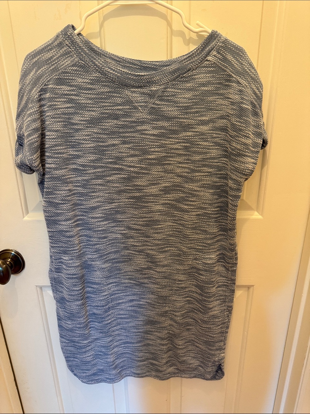 Max Studio Blue Heathered Short Sleeve Knit Dress
